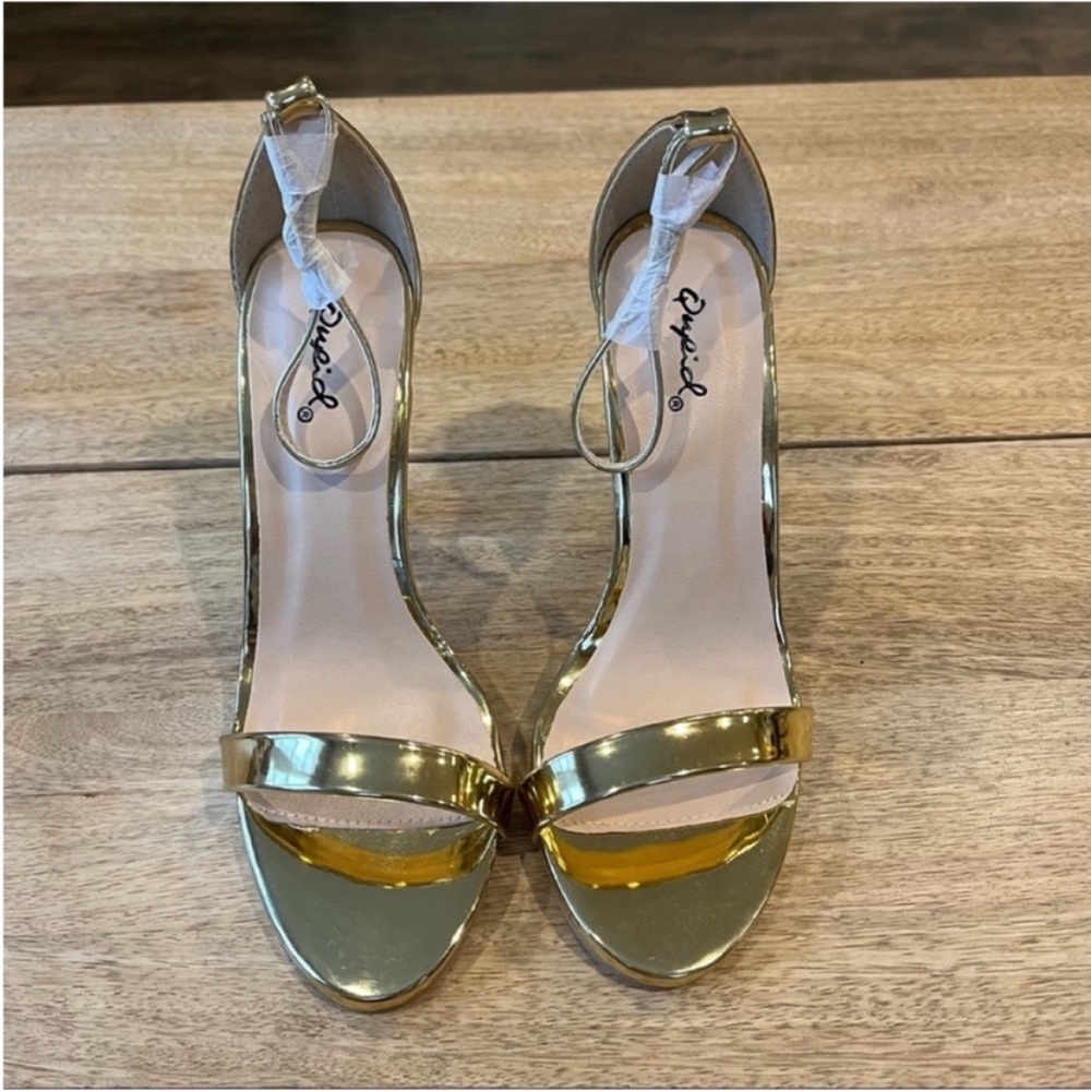 2/$35 or 3/$50 NWOT Qupid Gold Stilettos